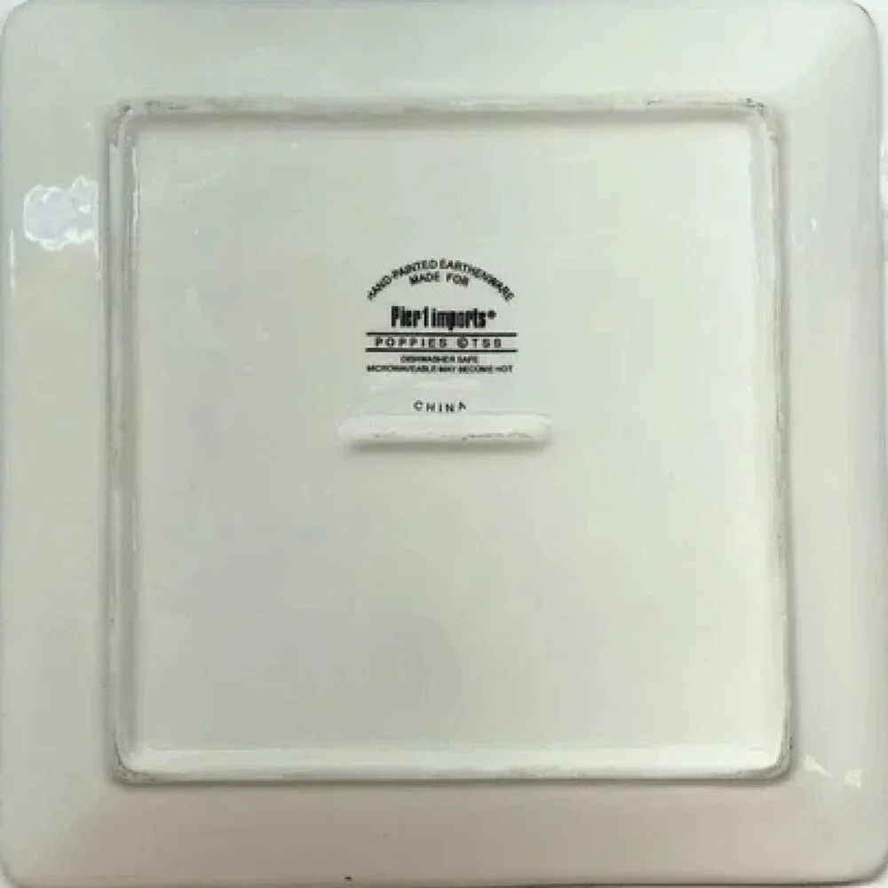 Pier 1 Poppies Earthenware Square Dinner Plate 10.5